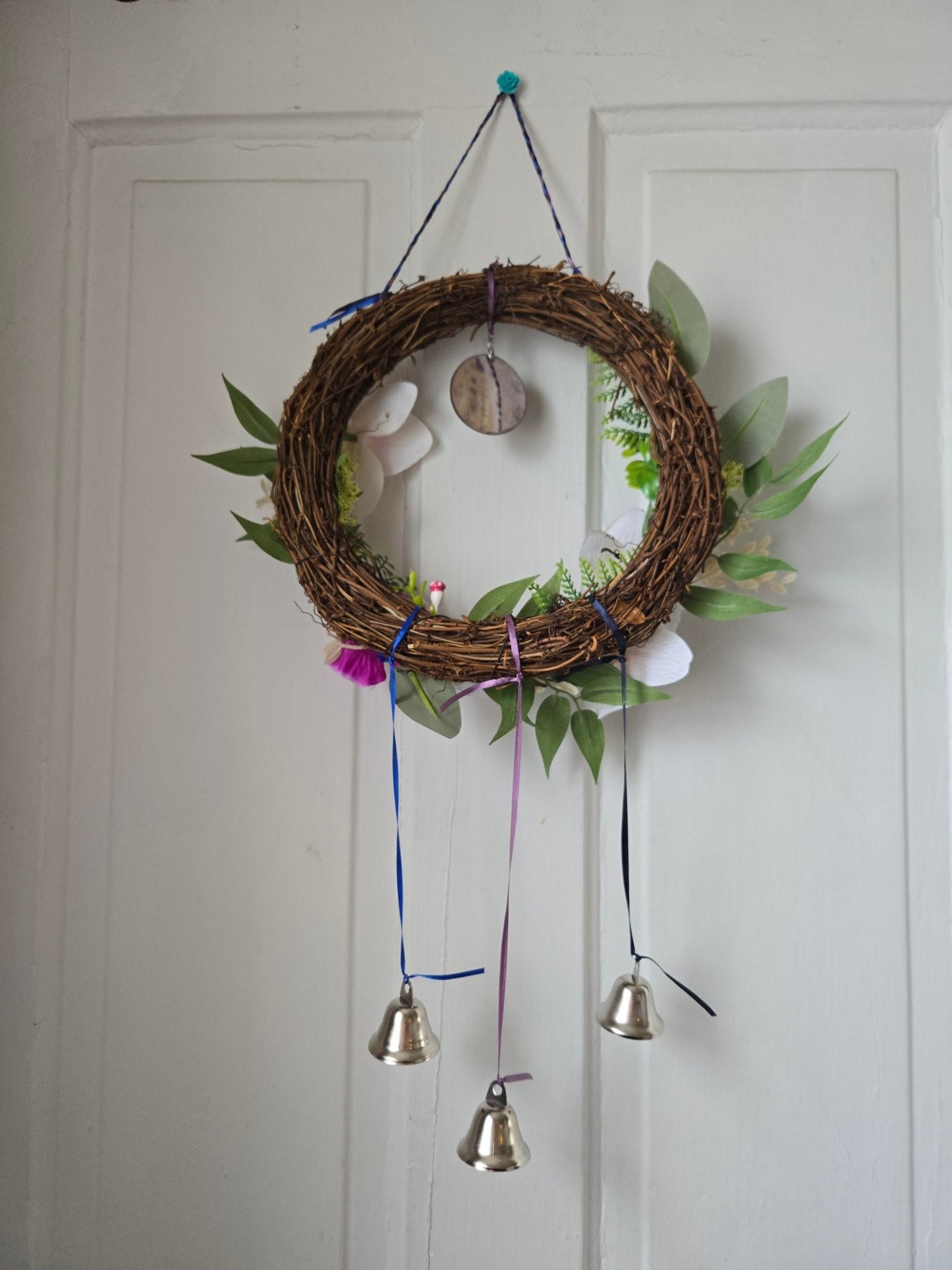 Capiz shell and Orchid 10" Witch Bells - Kelly Andresen Art