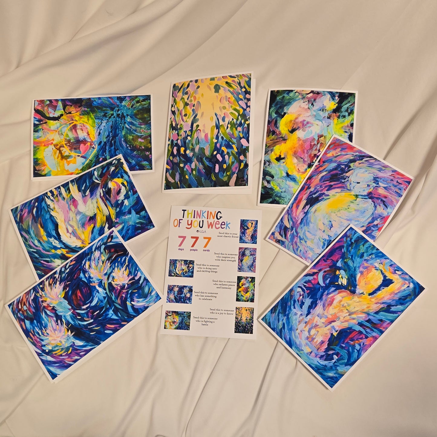 "Thinking of You Week" Value pack of 7 Blank Art Print Greeting Cards