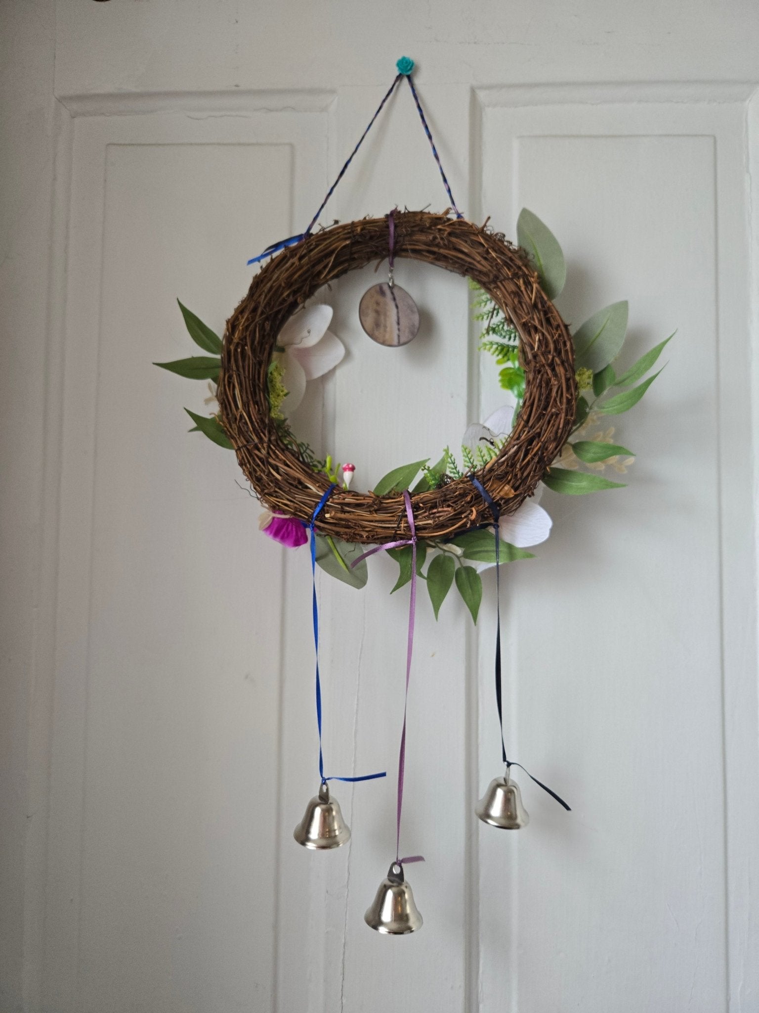 Capiz shell and Orchid 10" Witch Bells - Kelly Andresen Art