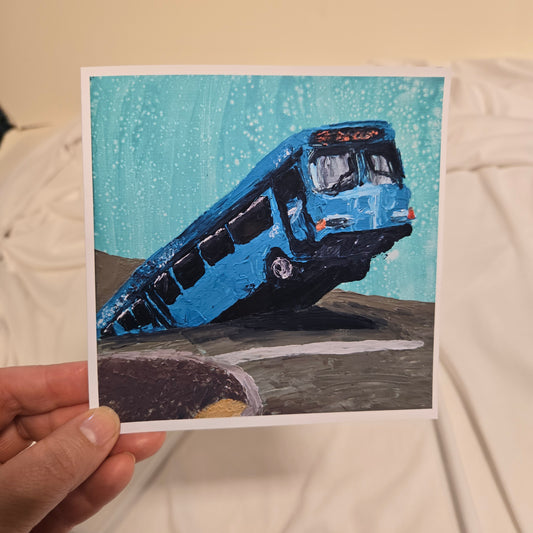 Bus in a Sinkhole Birthday Greeting Card