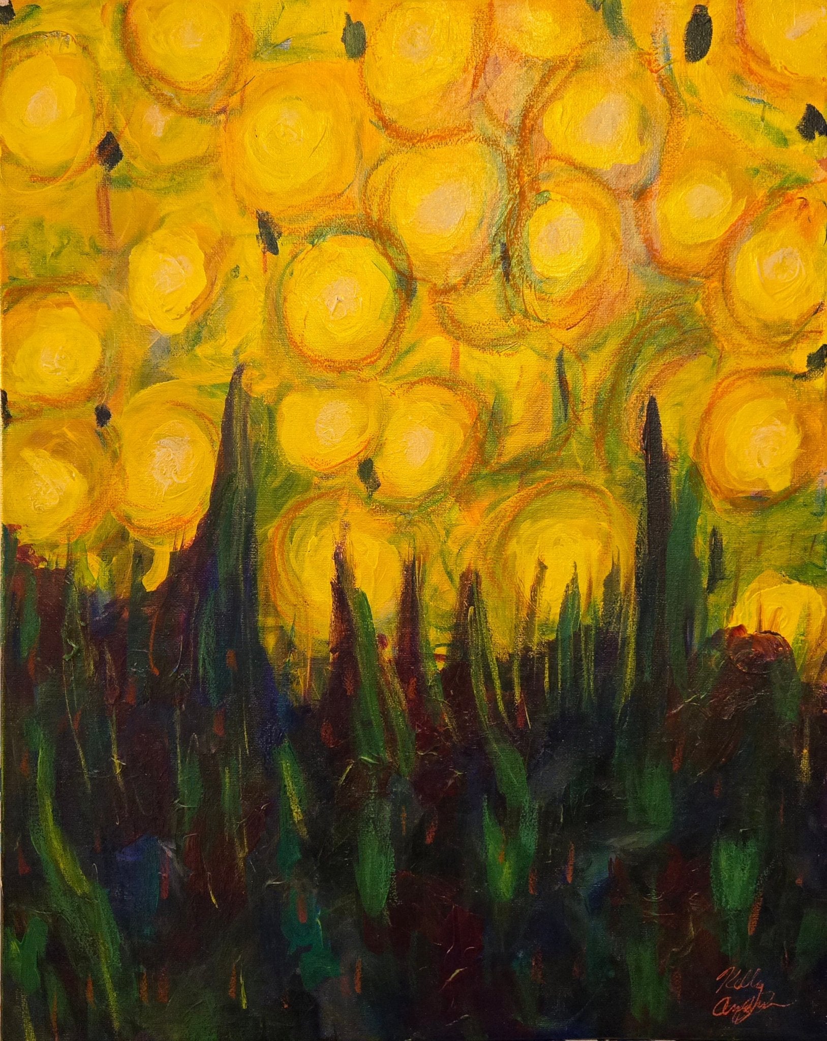 Van Gogh's Lemons 16" x 20" Original Painting - Kelly Andresen Art
